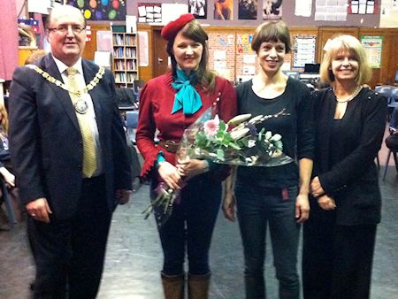 Harriett Baldwin visits Pershore High School to mark Holocaust Memorial Day with performance by singer Katy Carr